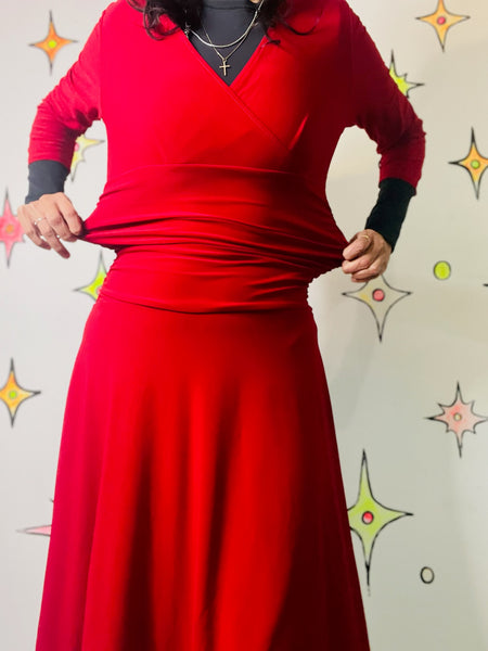 90s Fairy Grunge Red Holiday Christmas Party Dress – Slinky Stretchy Mini – S