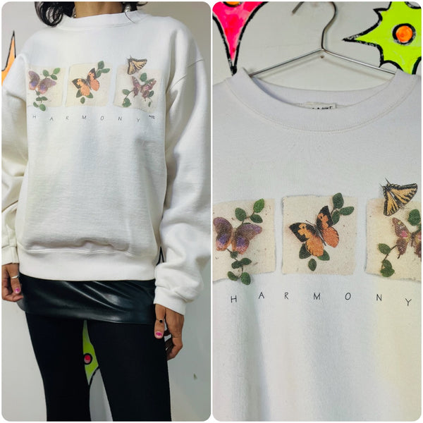 Vintage 90s Butterfly Sweatshirt Soft Grunge Y2K Pullover Cozy Boho Loungewear M