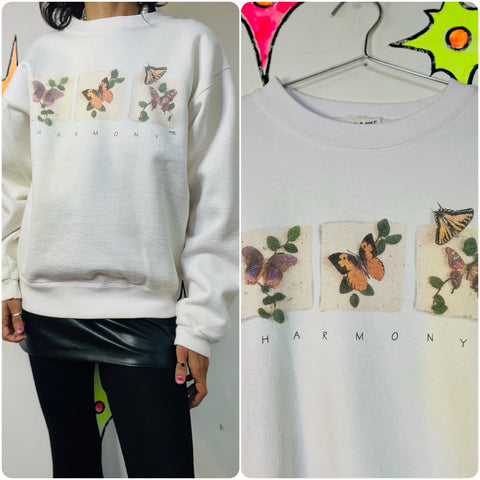 Vintage 90s Butterfly Sweatshirt Soft Grunge Y2K Pullover Cozy Boho Loungewear M