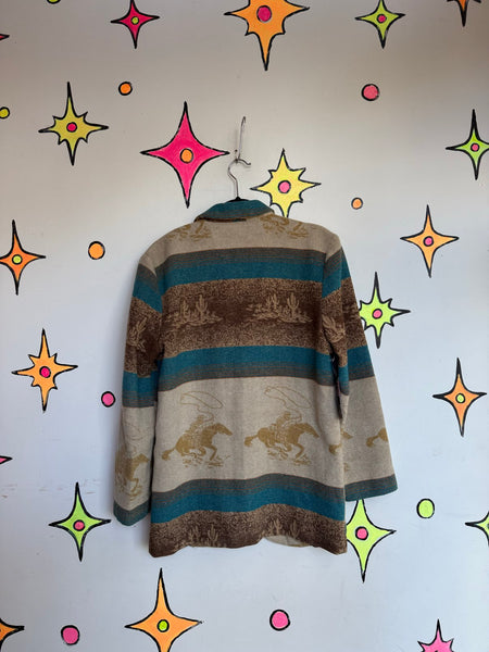 Vintage Boho Western Jacket Retro Southwest Cardigan Coat Cozy Cowgirl Folk XL