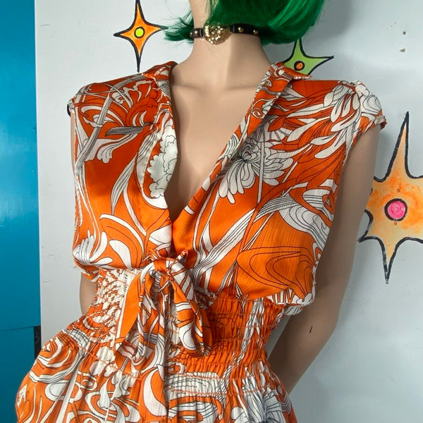 90s Y2K Abstract Tattoo Print Fairy Grunge Top Tiki Hawaiian Aesthetic M
