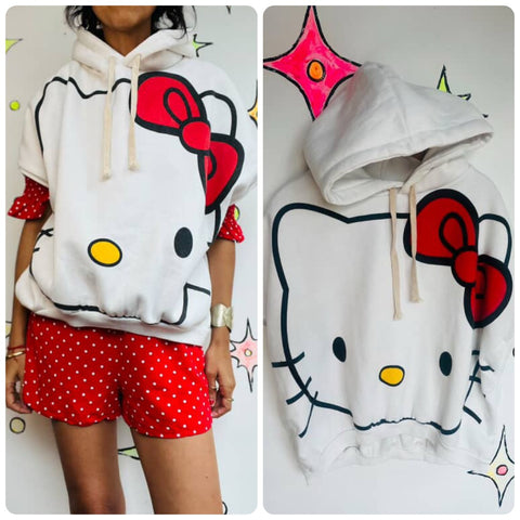 Vintage Y2K Hello Kitty Sleeveless Hoodie Fairy Grunge Sanrio Classic | Size ML