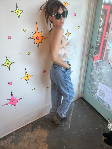 Rocky Mountain Acid Wash Jeans | 80s Western Cowboy Rodeo High Rise Denim S