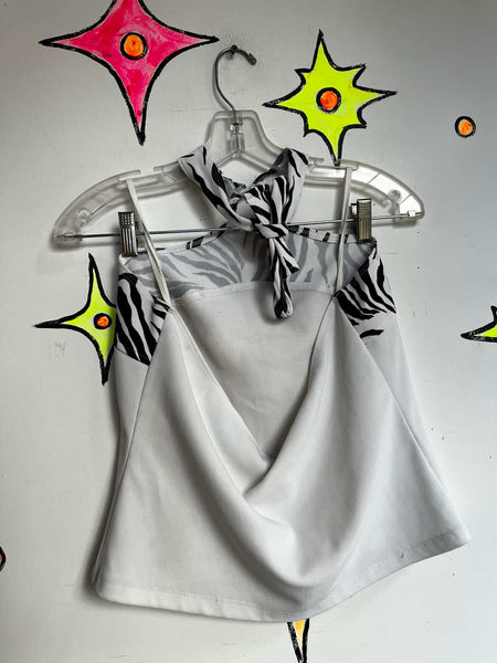 Vintage Y2K | Zebra Print Fairy Grunge Indie Sleaze Halter Top | XL | Bratz Vibe