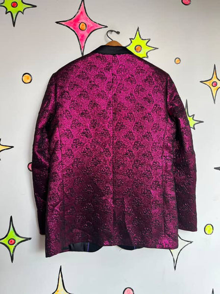 Vintage Metallic Pink Men's Tuxedo Smoking Jacket Retro Glam 80s Blazer - 40R