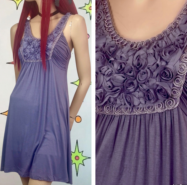 Y2K Pastel Purple Fairy Grunge Mini Dress Soprano Embellished Boho S