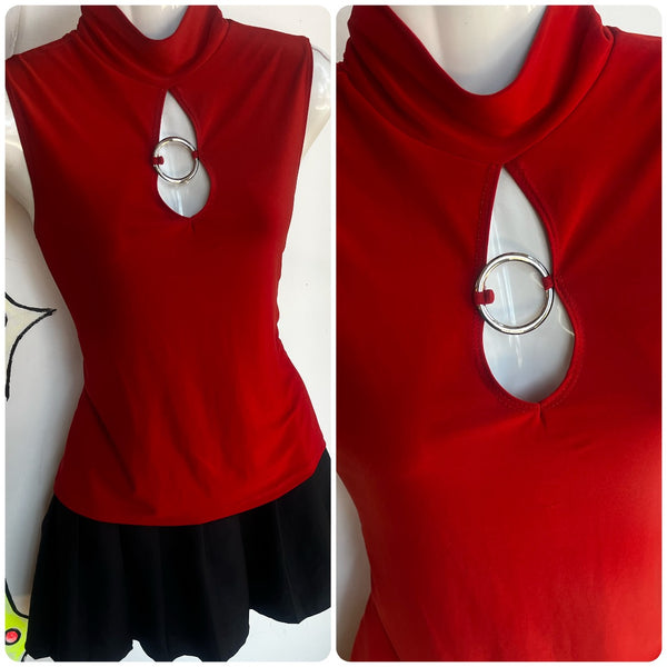 Vintage Y2K 2000s | Fairy Grunge Emo Punk Cut Out Top w Hardware | L