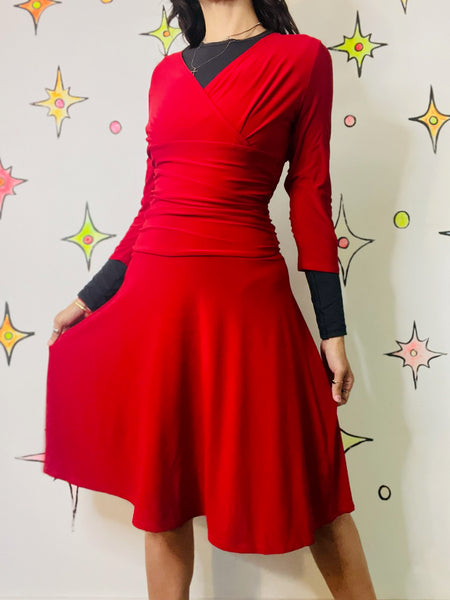 90s Fairy Grunge Red Holiday Christmas Party Dress – Slinky Stretchy Mini – S