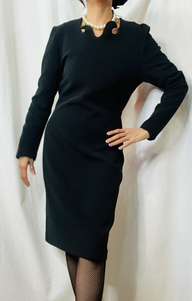 Vintage 80s 90s Gothic Wearable Art Black Witchy Avant Garde Statement Dress – M