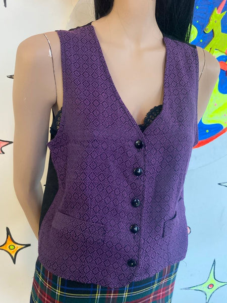 Purple Black Romantic Vest Emo Fairycore Grunge Alt Layering Top Whimsigoth M