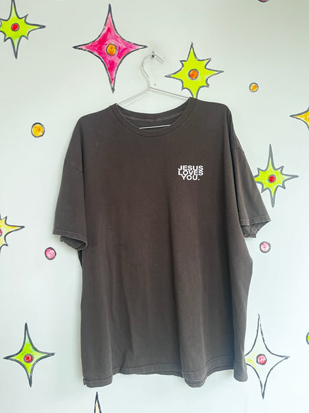 Vintage Jesus Loves You Graphic Tee Oversized Streetwear | Emo Skater T-Shirt XL