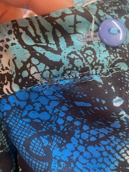 Y2K Blue Lace Tattoo Print Midi Skirt Fairy Grunge Aquamarine Mermaidcore Goth L