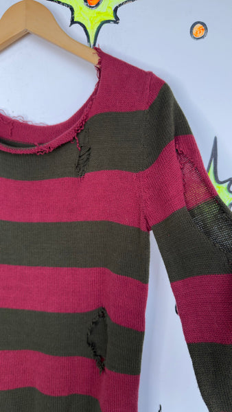 Freddy Krueger Distressed Sweater - Nightmare on Elm Street Costume S/M
