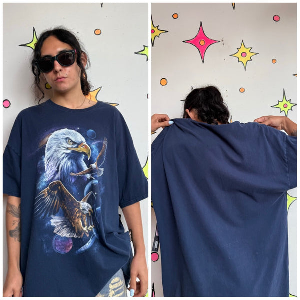 Vintage Style Eagle Graphic Tee Biker Americana Grunge T-Shirt | XL