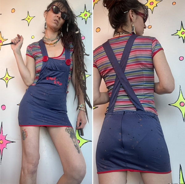 Sexy Chucky Costume Horror Movie Halloween Costume Overall Dress Small