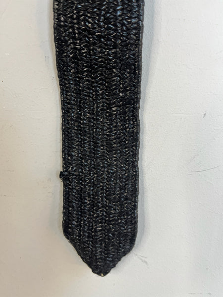 Vintage 1980s Black Woven Raffia Waist Cincher Belt – Whimsy Goth – One Size