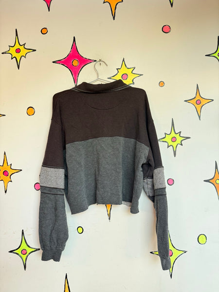 80s 90s Pierre Cardin Cropped Sweater Striped Skater Grunge Pullover Oversized M/L
