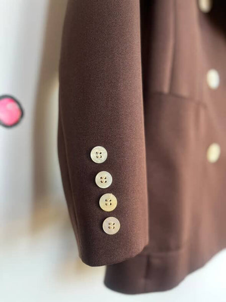 70s Evan Picone Neiman Marcus Chocolate Brown Blazer Big Collar Retro Jacket 0/2