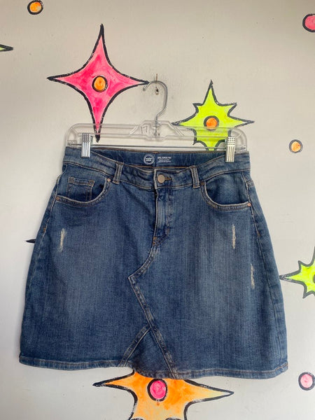 Y2K Denim Mini Skirt Low Rise Blue Jean Boho Grunge Emo Wardrobe Staple M/L