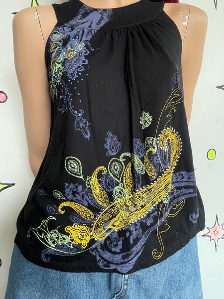 Y2K Paisley Tee Tattoo Print Whimsigoth Fairy Grunge Earthy Boho M