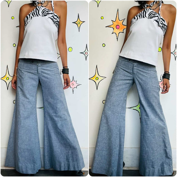 Vintage 60s 70s | Low Rise Lightweight Groovy Bellbottoms | Happy Legs | 5/6