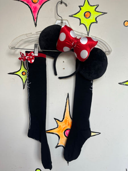 Minnie Mouse Costume Red Polka Dot Dress Disney Kawaii Cosplay Outfit – L 12/14