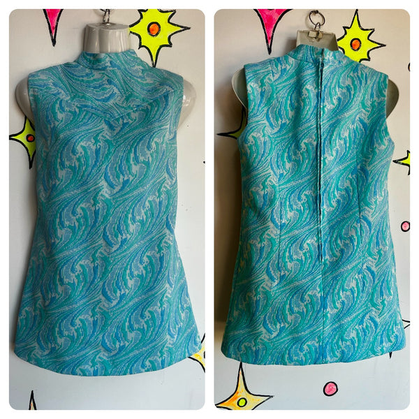 Vintage 60s 70s | Blue MOD GoGo Psychedelic Groovy Mini dress | ML