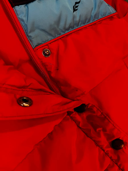 Vintage 70s 80s Retro Cherry Red Striped Puffer Vest - Quilted - Sporty - XS
