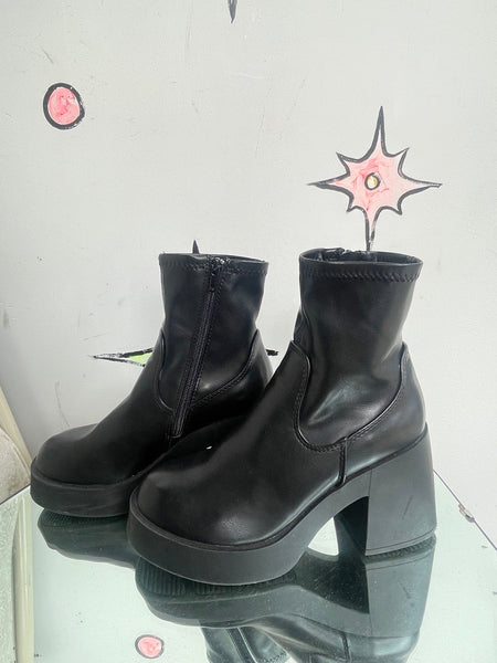 Steve Madden Black Platform Ankle Boots Goth Grunge Chunky 90s Emo Size 7