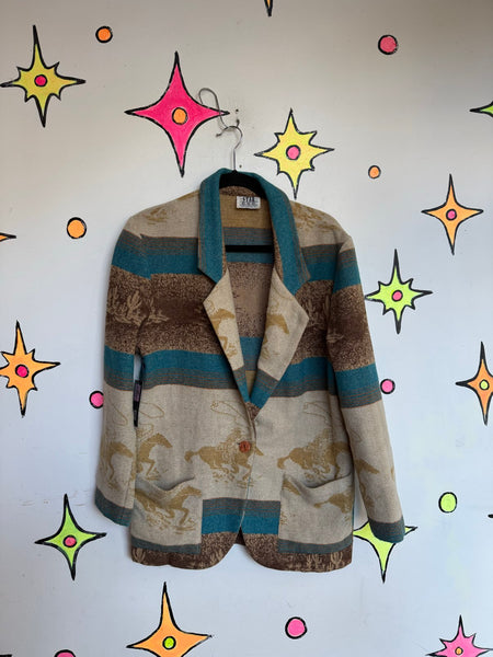 Vintage Boho Western Jacket Retro Southwest Cardigan Coat Cozy Cowgirl Folk XL