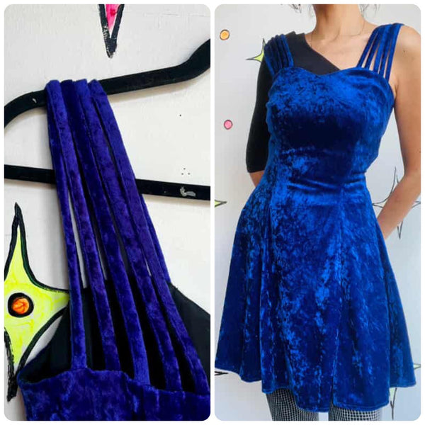 Vintage 90s | All That Jazz Purple Velvet Fairy Grunge Goth Mini Slip Dress | M