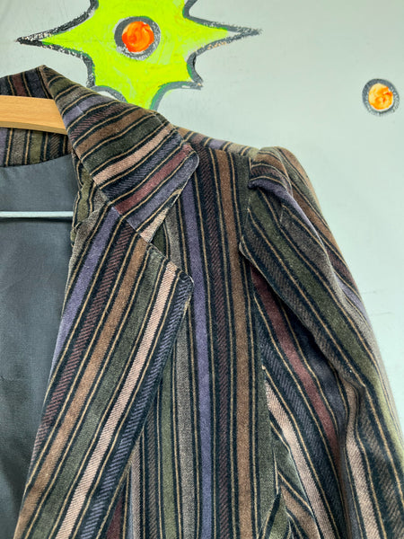 Y2K Velvet Striped Fitted Blazer Whimsy Goth Boho Fairy Grunge Vintage S/M