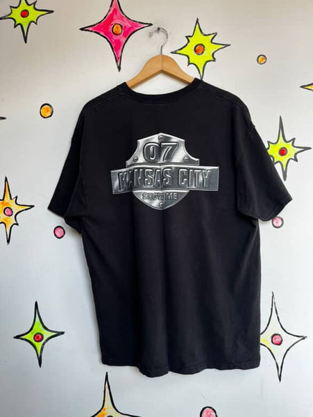 Vintage 90s Kansas City Tee | Black Biker Grunge Graphic T-Shirt XL