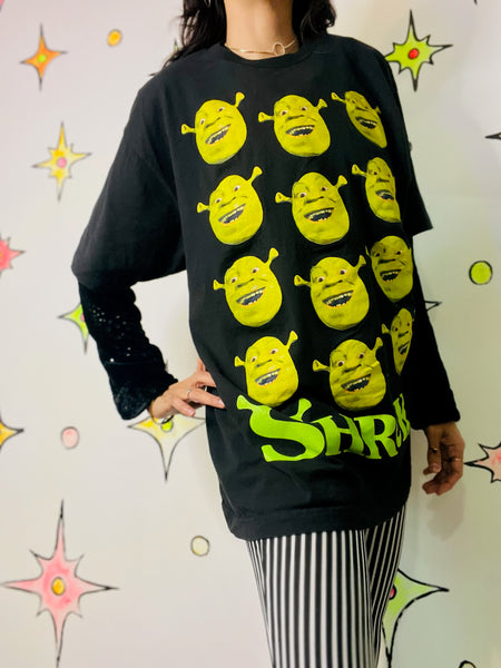 Y2K Shrek Official DreamWorks Black Graphic T-Shirt | Memecore Grunge Tee | XL