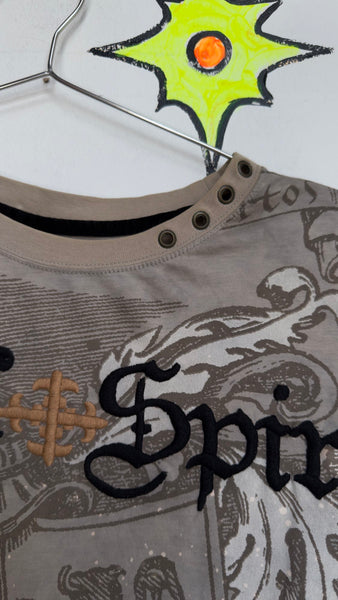 Rebel Spirit Tattoo Print Tee Y2K Indie Sleaze Graphic T Shirt Edgy Streetwear XL