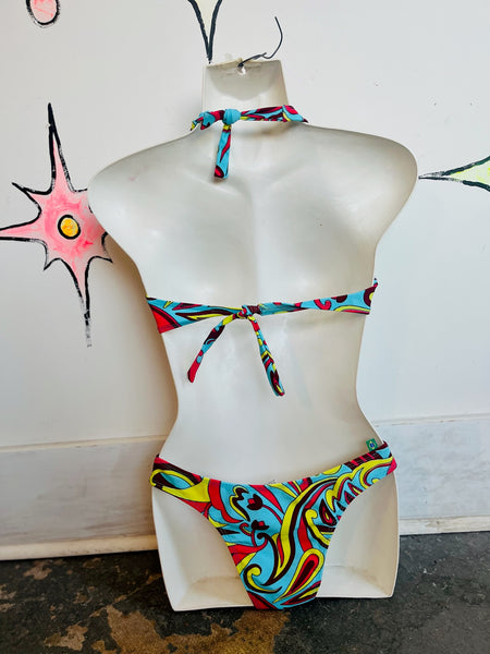Vintage 1960s 60s | MOD Lace Up One Piece Swimsuit Playsuit Bathing Suit | 6C