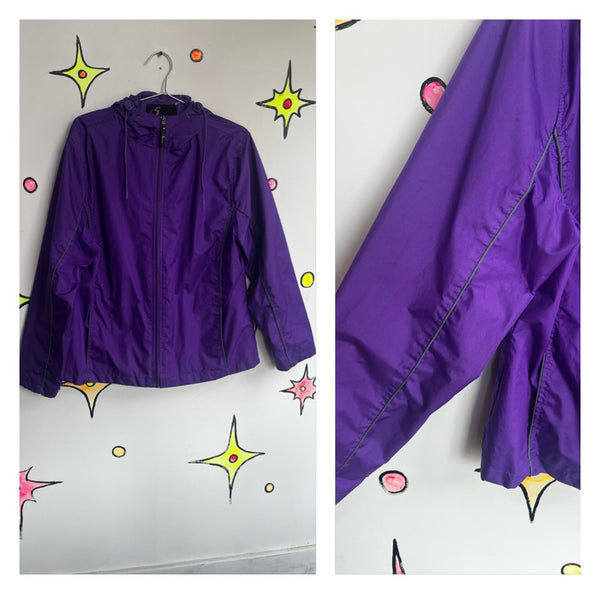 Vintage 90s Y2K | Purple Sporty Hoodie Windbreaker Jacket | Size XL