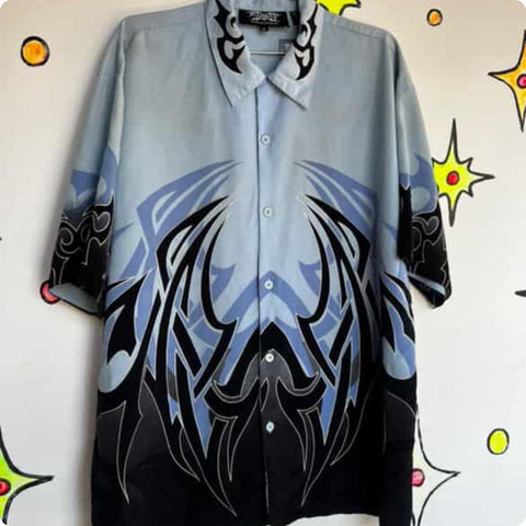 Y2K Dragonfly Tattoo Shirt - Edgy Vintage XL