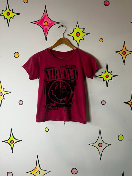 Y2K Nirvana T-Shirt | Wakefield Theater Band Baby Tee | Grunge Concert Shirt S