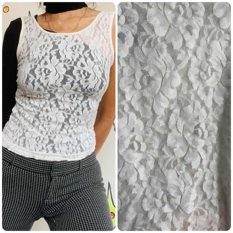 Vintage 90s | White Lace Sheer Coquette Fairy Grunge Camisol Blouse Top | S M
