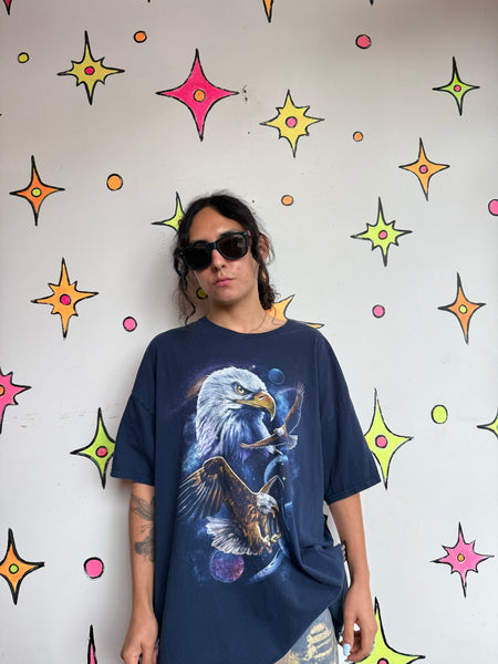 Vintage Style Eagle Graphic Tee Biker Americana Grunge T-Shirt | XL