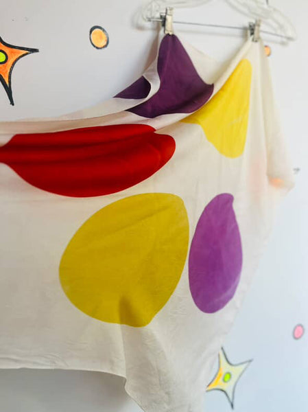 Vintage Rainbow Polka Dot Silk Scarf | Wearable Art Grunge 1940s Magician Style