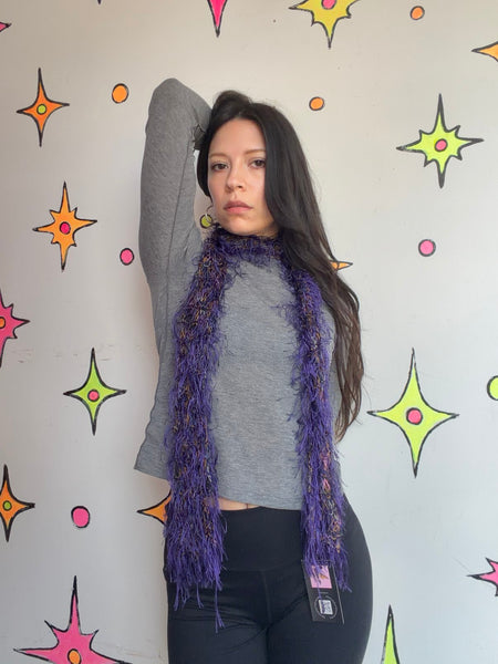Y2K Purple Fuzzy Fairy Scarf Whimsy Grunge Fairycore Soft Gothic Boho