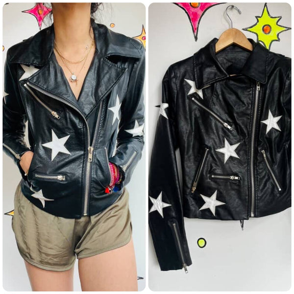 Y2K | Vegan Black Faux Leather Jacket Indie Sleaze Fairy Grunge Glam Rock | M