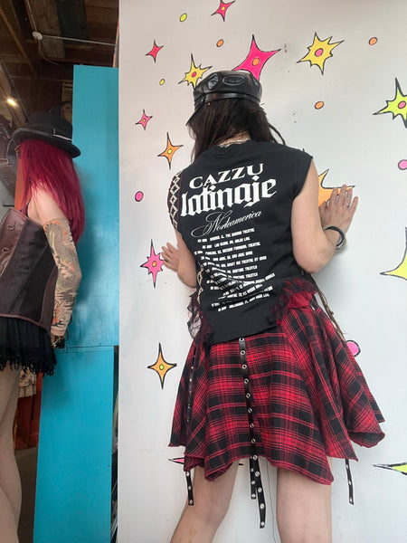 Y2K Plaid Harness Mini Skirt Avant Garde Indie Sleaze Mall Goth Punk Grunge XXL