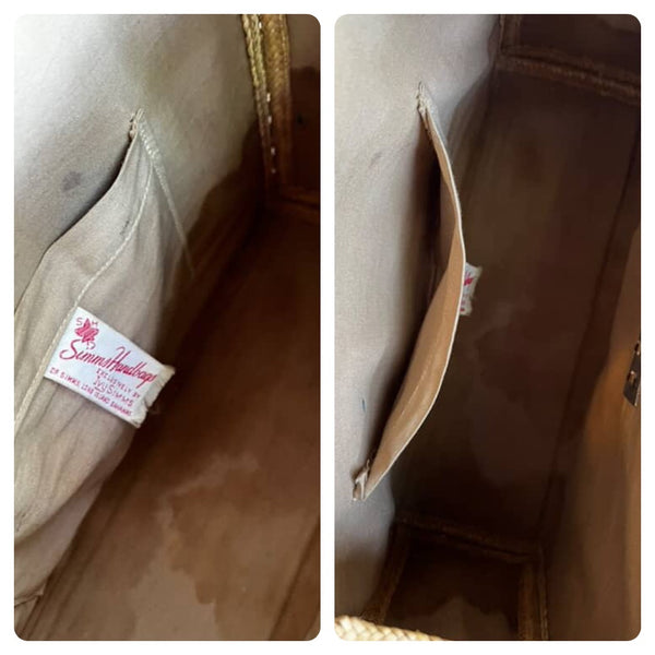 Vintage 70s | Rattan Basket Purse Woven Wicker Tote Boho Hand Bag