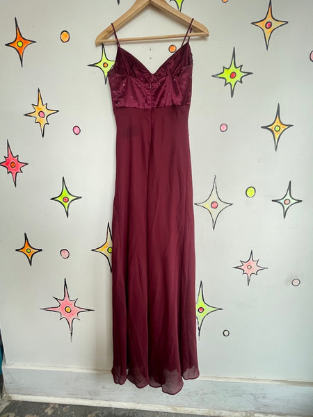 Romantic 90s Formal Maxi Dress Fairy Grunge Goth Goddess Vamp Prom Slip Gown - S