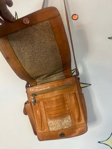 Vintage 70s Tooled Leather Boho Western Satchel | Floral Hippie Crossbody Bag