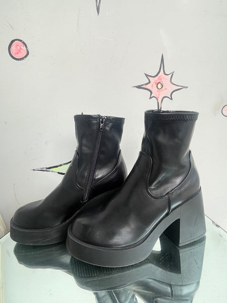 Steve Madden Black Platform Ankle Boots Goth Grunge Chunky 90s Emo Size 7