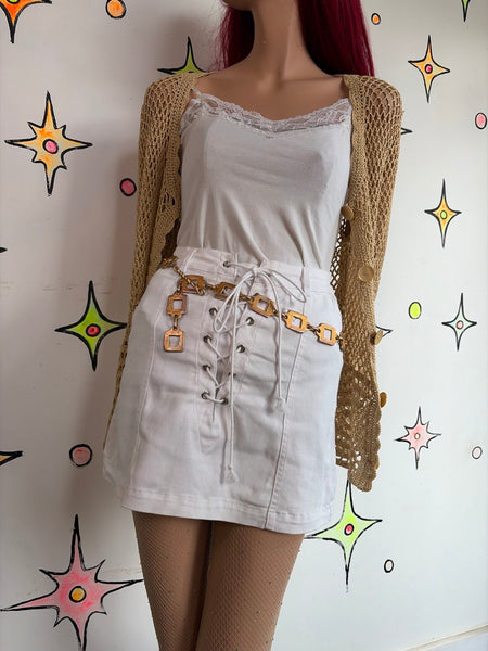 Gold Tone Geometric Hoop Belt Boho Western Grunge Statement Cinch | OS